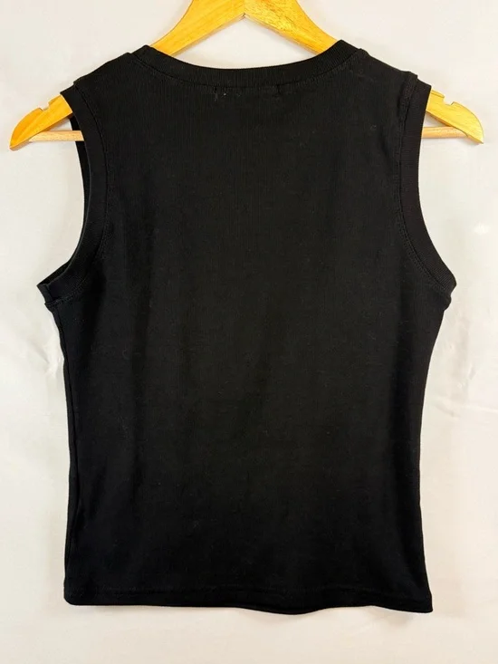 Lizette Collection Black Sleeveless Top Rhinestone Embellished Size L - Picture 2 of 4